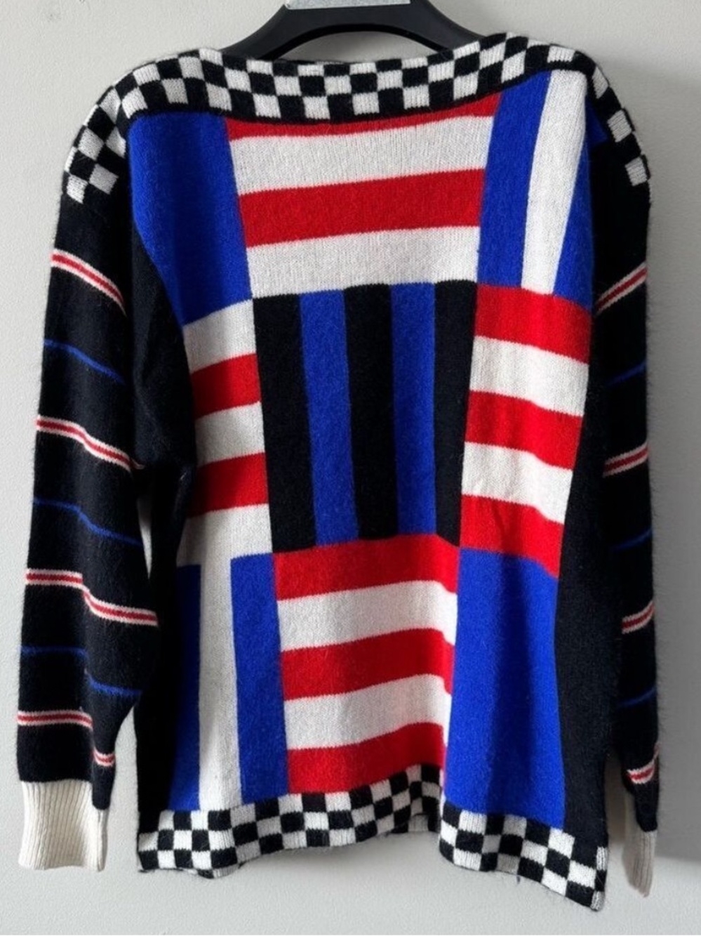 Hockey Canada Wear Wool Geometric Sweater - Black, Red, Blue Large